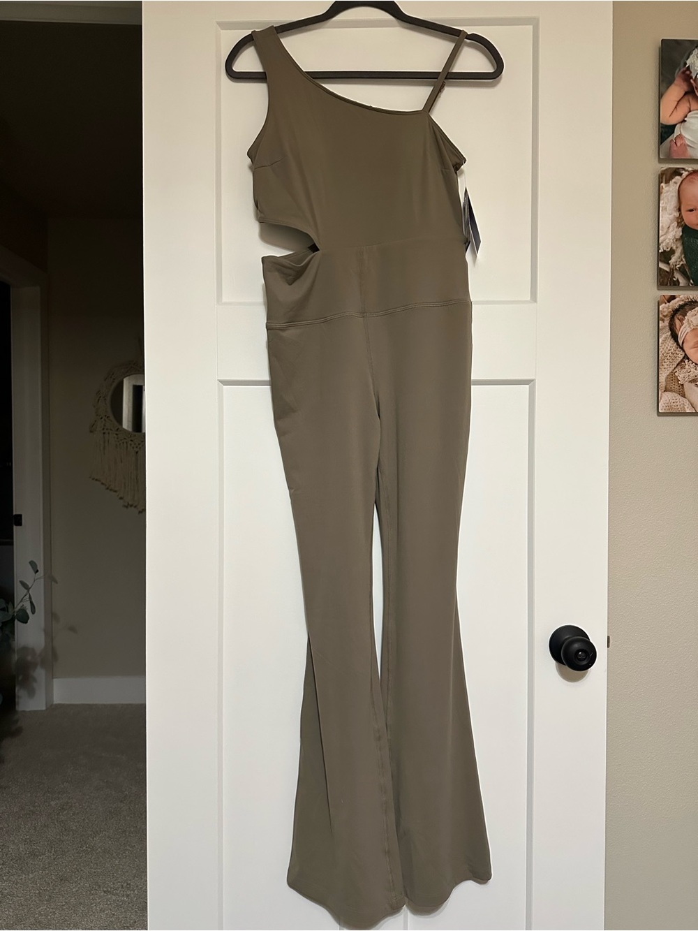JoyLab from Target One-Shoulder Taupe Cutout Active Jumpsuit